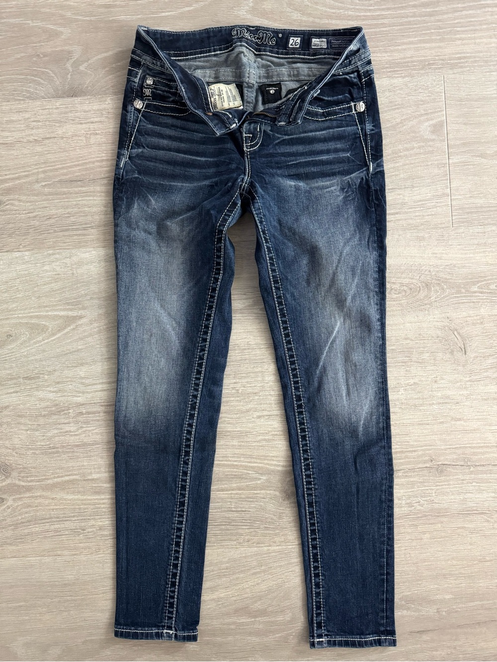 Miss Me Indigo Skinny Jeans with Washed Accents